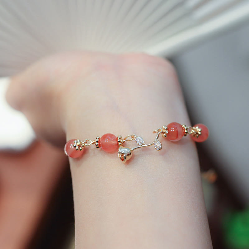 Nimara Ritual Natural Red Agate Rose Confidence Calm Chain Bracelet