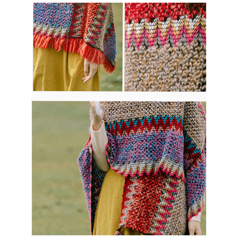 Nimara Ritual Tibetan Shawl Warm Cloak Tibetan Tassel Scarf