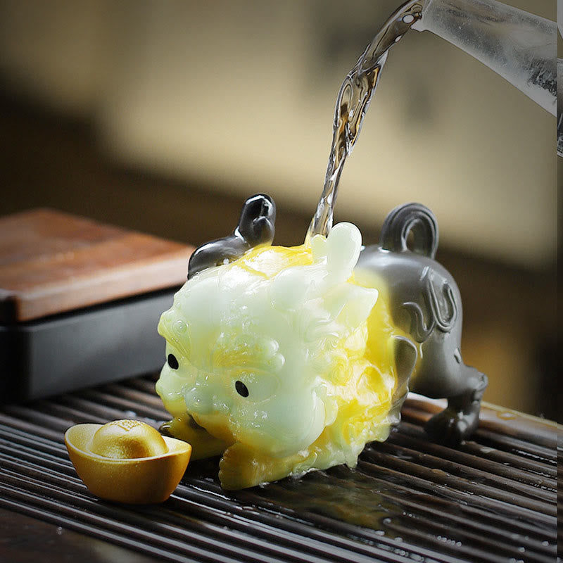 Nimara Ritual Color Changing Small PiXiu Ingot Resin Tea Pet Wealth Home Figurine Decoration