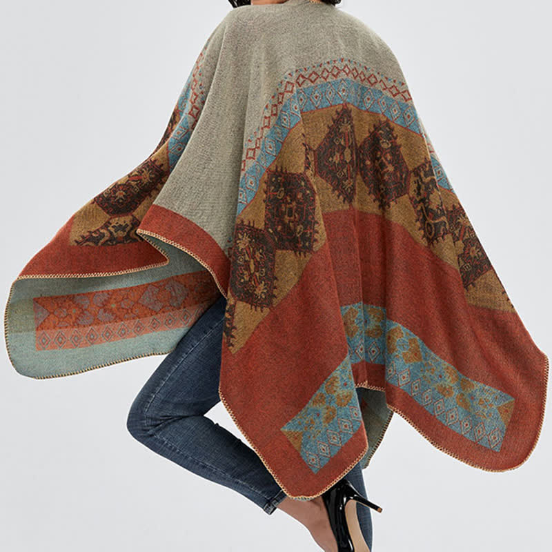 Nimara Ritual Tibetan Shawl Diamond Pattern Winter Warm Cloak Scarf