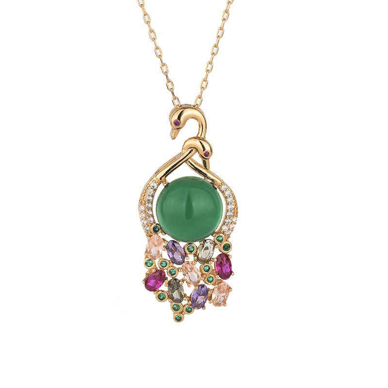 Nimara Ritual Cyan Jade Success Necklace Chain Pendant