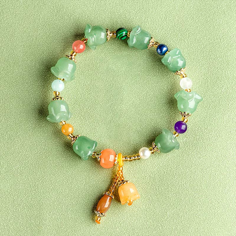 Nimara Ritual Green Aventurine Magnolia Flower Luck Bracelet