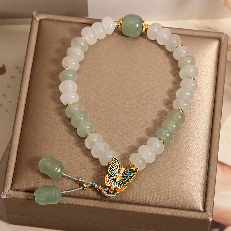 Nimara Ritual Natural Tianshan Jade Abacus Beads Butterfly Prosperity Bracelet