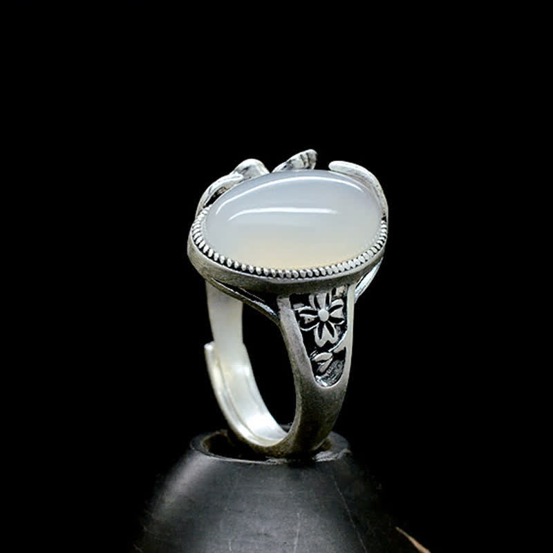 Nimara Ritual 990 Sterling Silver Natural Chalcedony Plum Positive Harmony Ring