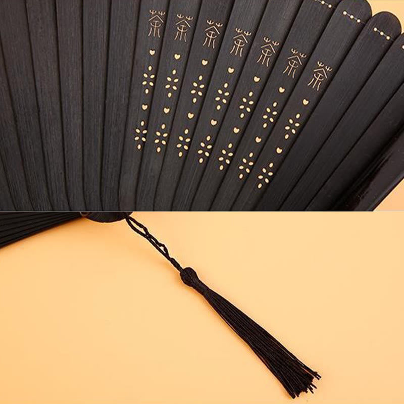 Nimara Ritual Hibiscus Flower Plum Blossom Handheld Bamboo Folding Fan