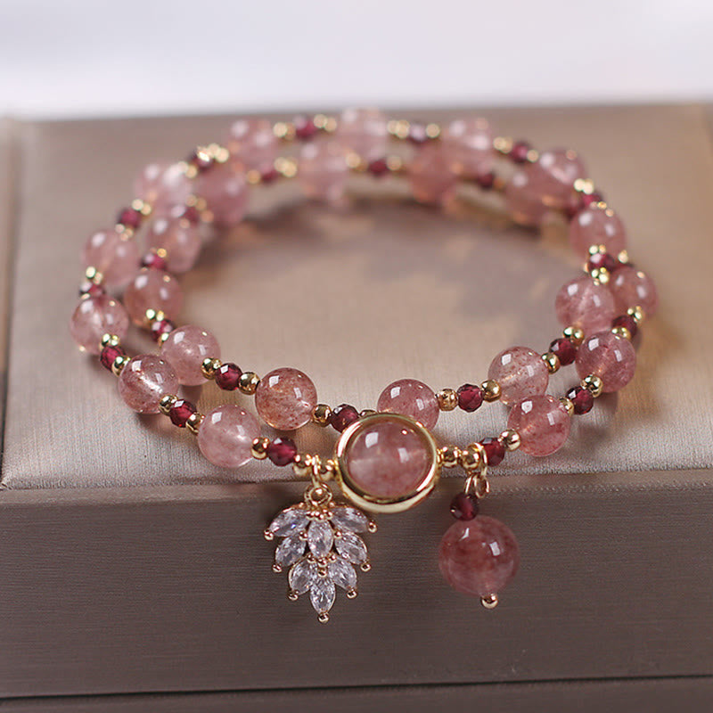Healing of Love Strawberry Quartz Double Wrap Bracelet
