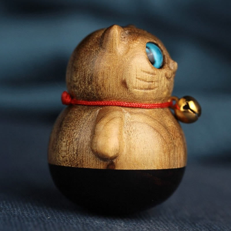 Nimara Ritual Mini Lucky Cat Kitten Phoebe Zhennan Wood Blessing Decoration