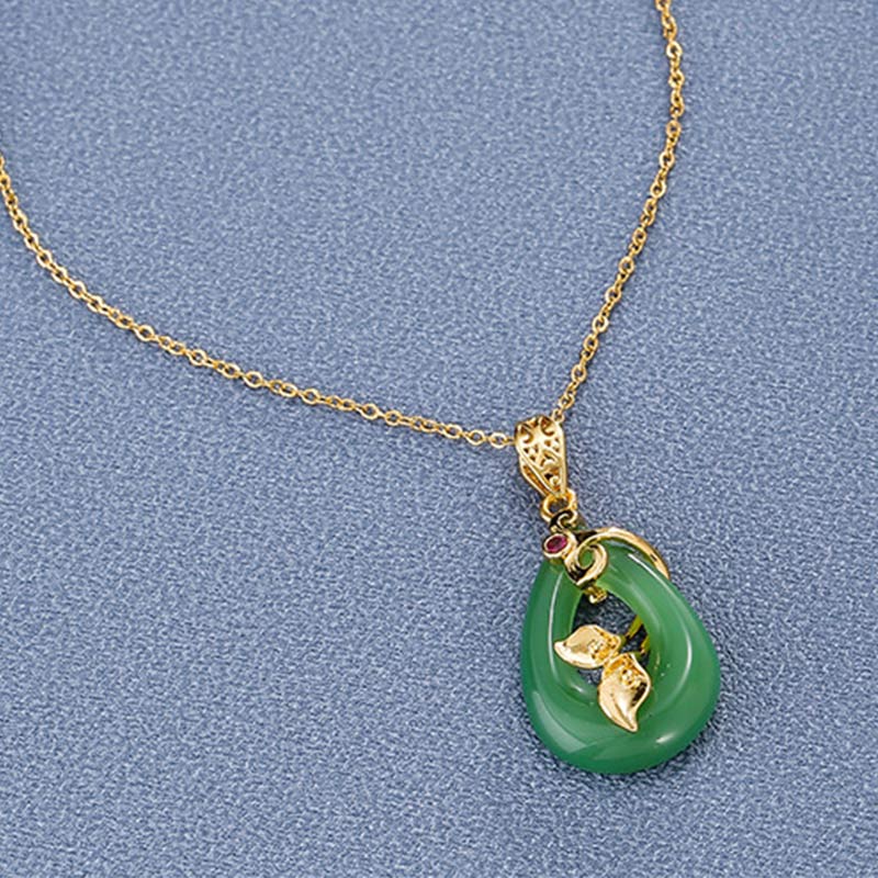 Nimara Ritual Jade Oval Pattern Blessing Fortune Necklace Pendant