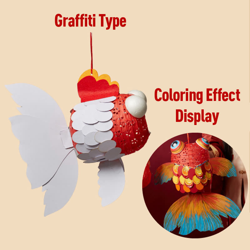 Nimara Ritual DIY Good Luck Koi Fish Paper Lantern Lamp Mid-Autumn Festival Child Kids Lantern Decoration