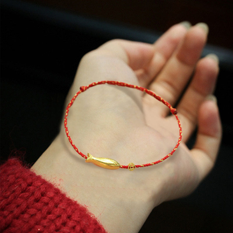 Nimara Ritual 14K Gold Plated Koi Fish Luck Wealth Braided Bracelet