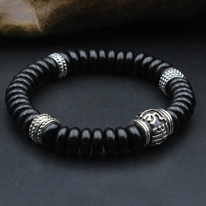 Nimara Ritual Natural Tibetan Coconut Shell Om Mani Padme Hum Positive Bracelet