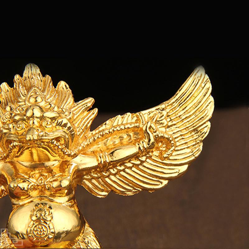 Nimara Ritual Tibetan Gold Garuda Bird Alloy Protection Home Decoration
