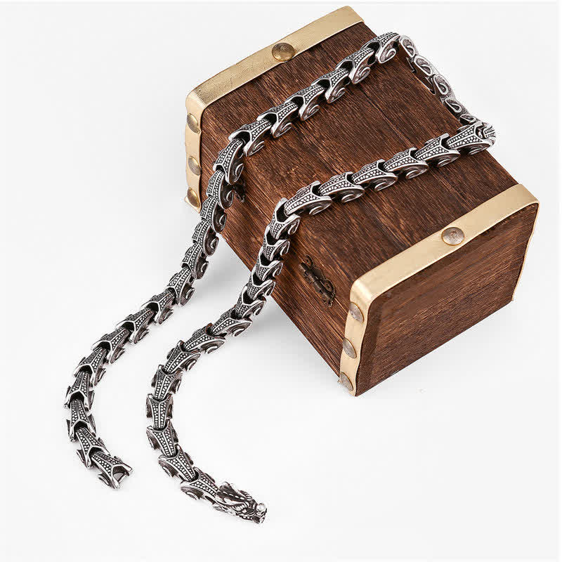 Nimara Ritual Dragon Pattern Titanium Steel Protection Necklace Pendant Bracelet