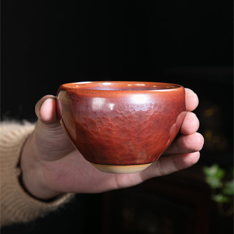 Nimara Ritual Handmade Chinese Jianzhan Lotus Design Ceramic Teacup Kung Fu Tea Cup