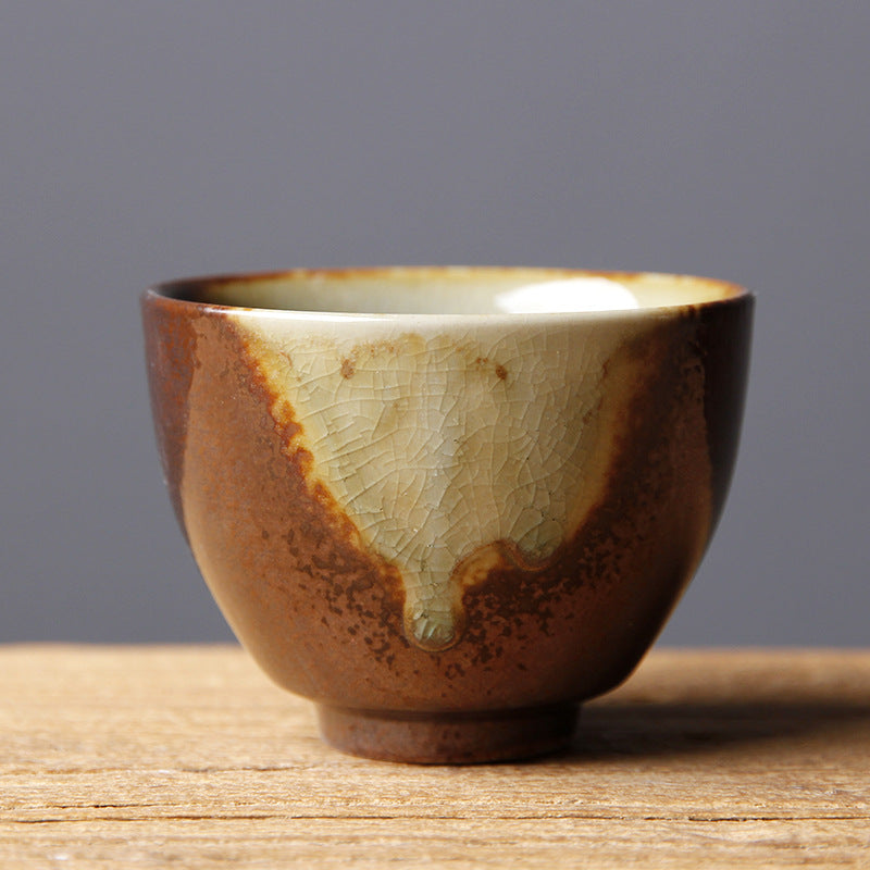 Nimara Ritual Vintage Brown Beige Kiln Change Ceramic Teacup Kung Fu Tea Cup Bowl