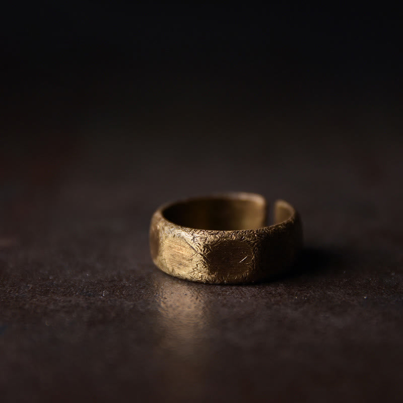 Nimara Ritual Tibetan Simple Design Copper Brass Frosted Wealth Ring