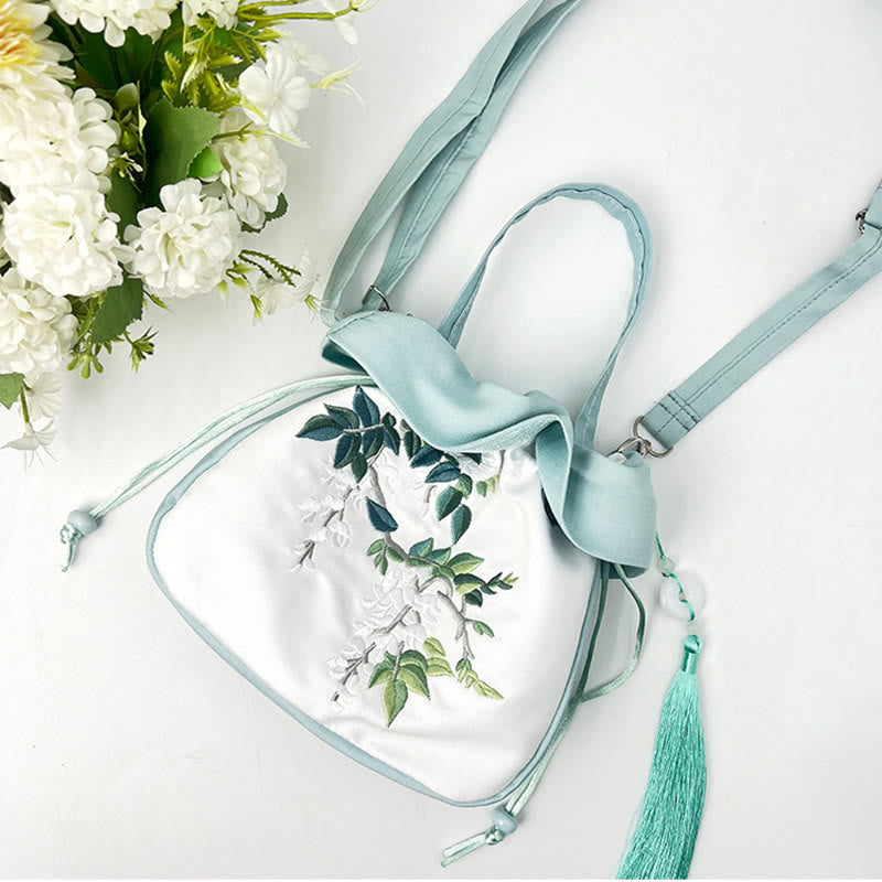 Nimara Ritual Suzhou Embroidery Camellia Magnolia Peony Lotus Silk Tote Crossbody Bag Shoulder Bag Handbag