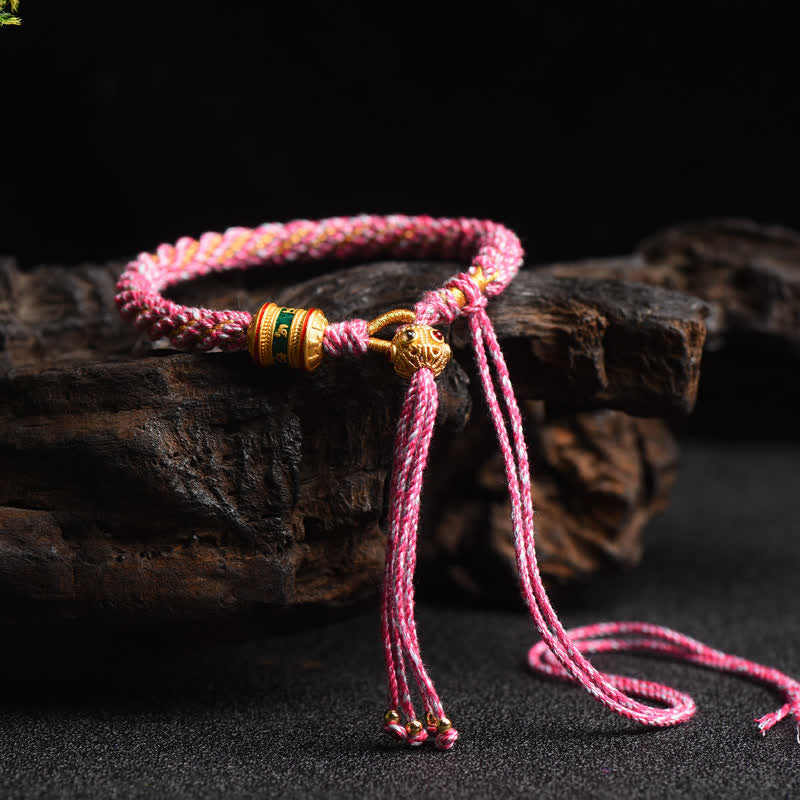 Nimara Ritual Tibetan Handmade Luck Prayer Wheel Bead Charm Weave Colorful String Bracelet
