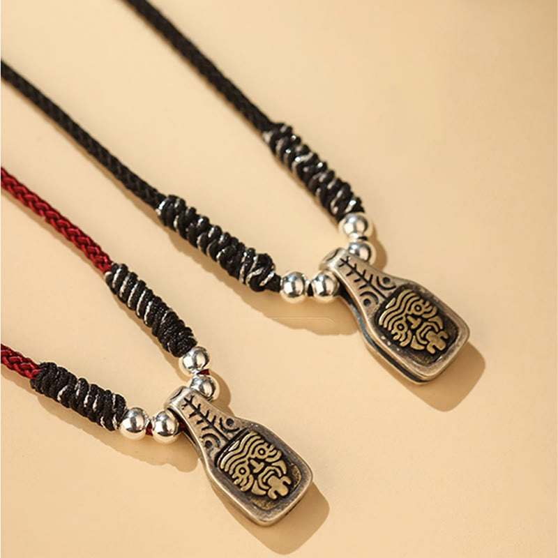 Nimara Ritual Tibetan 925 Sterling Silver Zakiram Goddess of Wealth Protection Rope Necklace Pendant