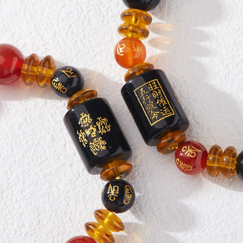 Nimara Ritual Five Elements Black Onyx Red Agate Wisdom Wealth Bracelet