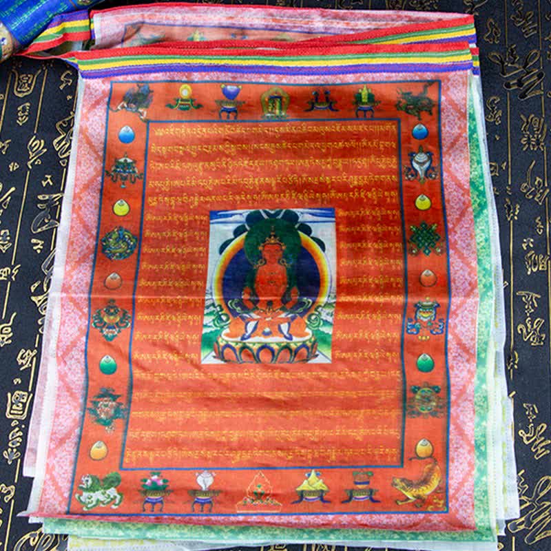 Nimara Ritual Tibetan 5 Colors Windhorse Buddha Tara Scriptures Healing Auspicious Outdoor Prayer Flag