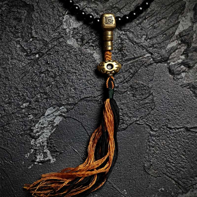 Nimara Ritual Tibetan 108 Mala Beads Black Onyx Tiger Eye Beads Nine Palaces Bagua Protection Bracelet