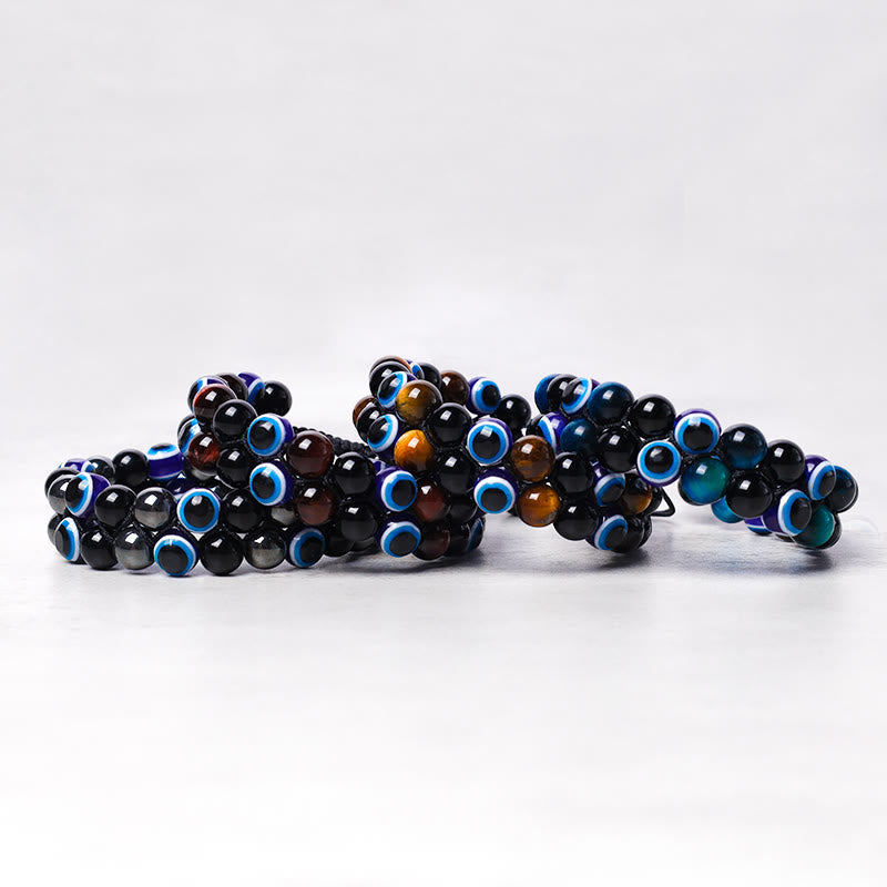 Nimara Ritual Evil Eye Hematite Tiger Eye Protection Beaded Bracelet