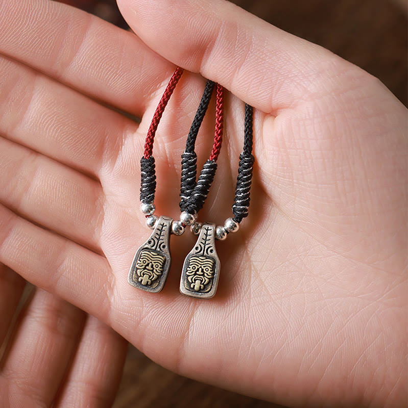 Nimara Ritual Tibetan 925 Sterling Silver Zakiram Goddess of Wealth Protection Rope Necklace Pendant