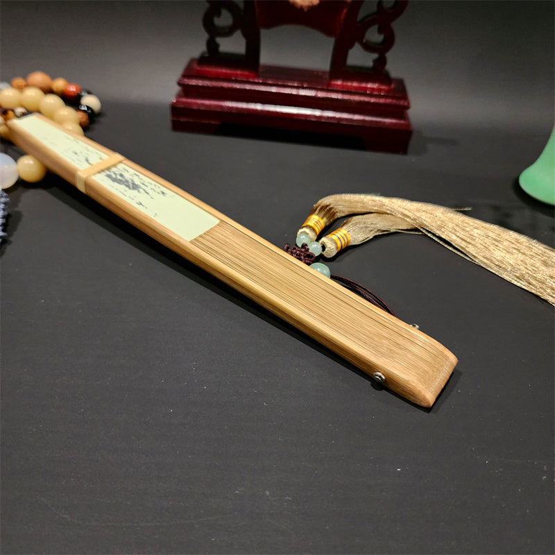 Nimara Ritual A Panorama Of Rivers And Mountains Cranes Orchid Flower Paper Bamboo Handheld Silk Bamboo Folding Fan 22cm
