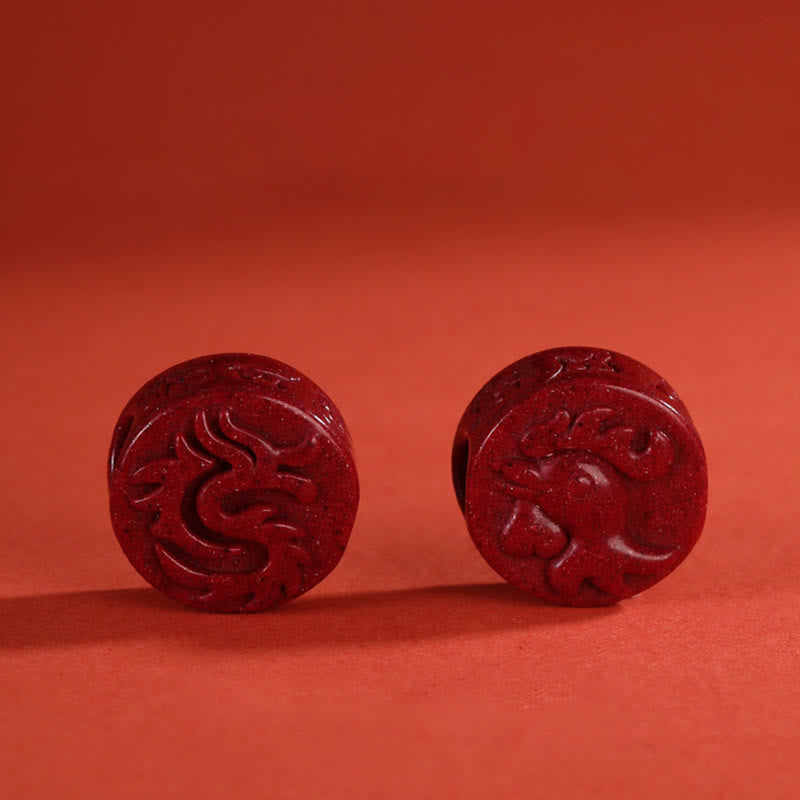 Nimara Ritual Year of the Dragon 925 Sterling Silver Chinese Zodiac Cinnabar Auspicious Matches Blessing Bracelet