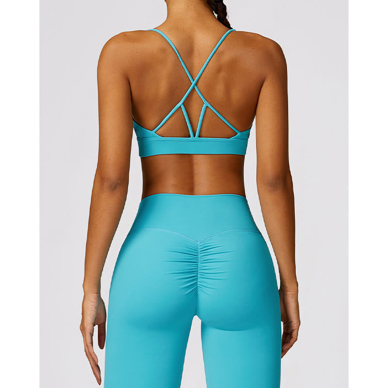 Nimara Ritual Gym Sports Yoga Backless Bra Crop Tank Top Breathable Shorts