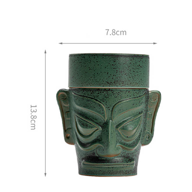 Nimara Ritual Bronze Age Relics Sanxingdui Mask Three Star Mound Ceramic Healing Incense Burner