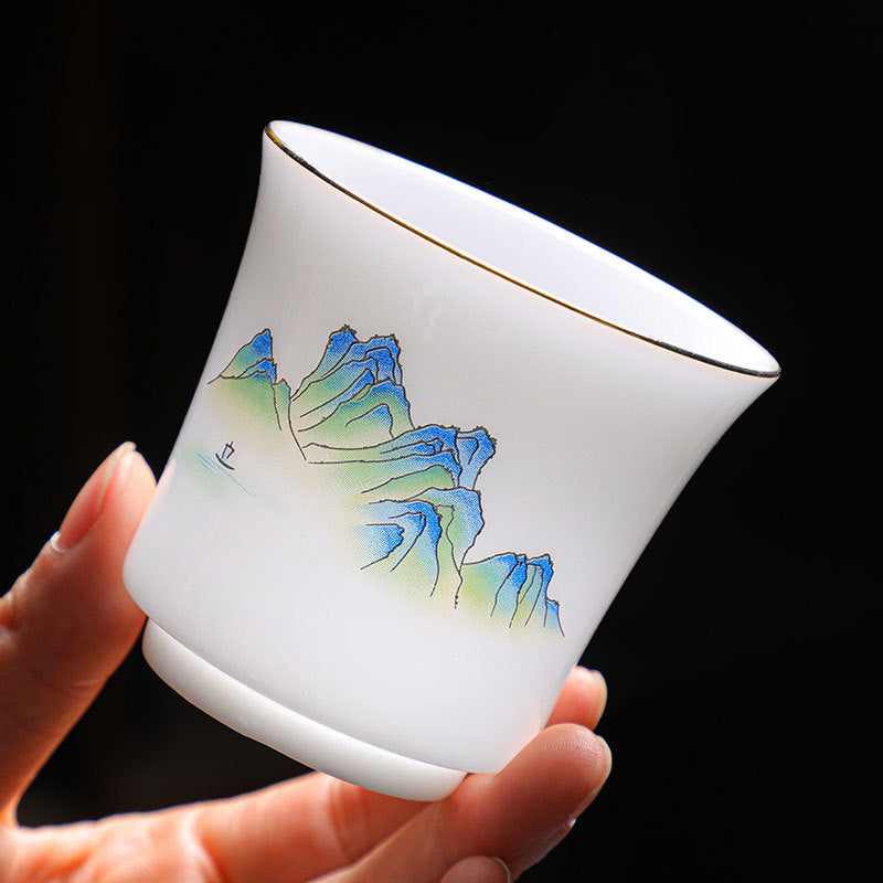 Nimara Ritual Mountains Rivers Tree Ceramic Teacup Kung Fu Tea Cup 120ml