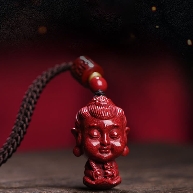 Nimara Ritual Chinese Zodiac Natal Buddha Natural Cinnabar Amulet Keep Away Evil Spirits Necklace Pendant