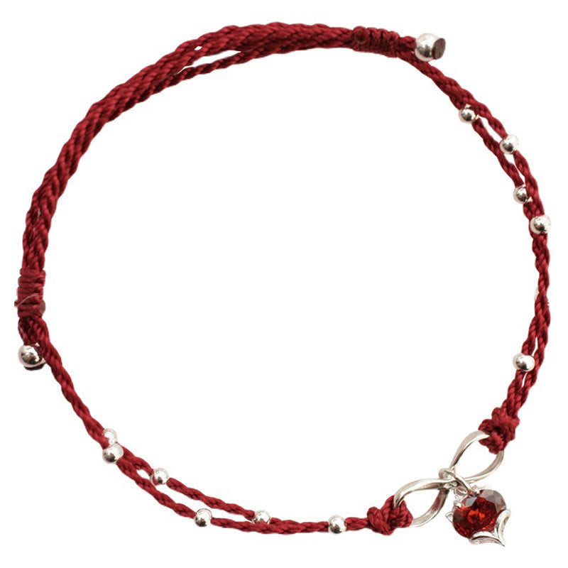 Nimara Ritual Love Heart Infinity Symbol Braided String Anklet