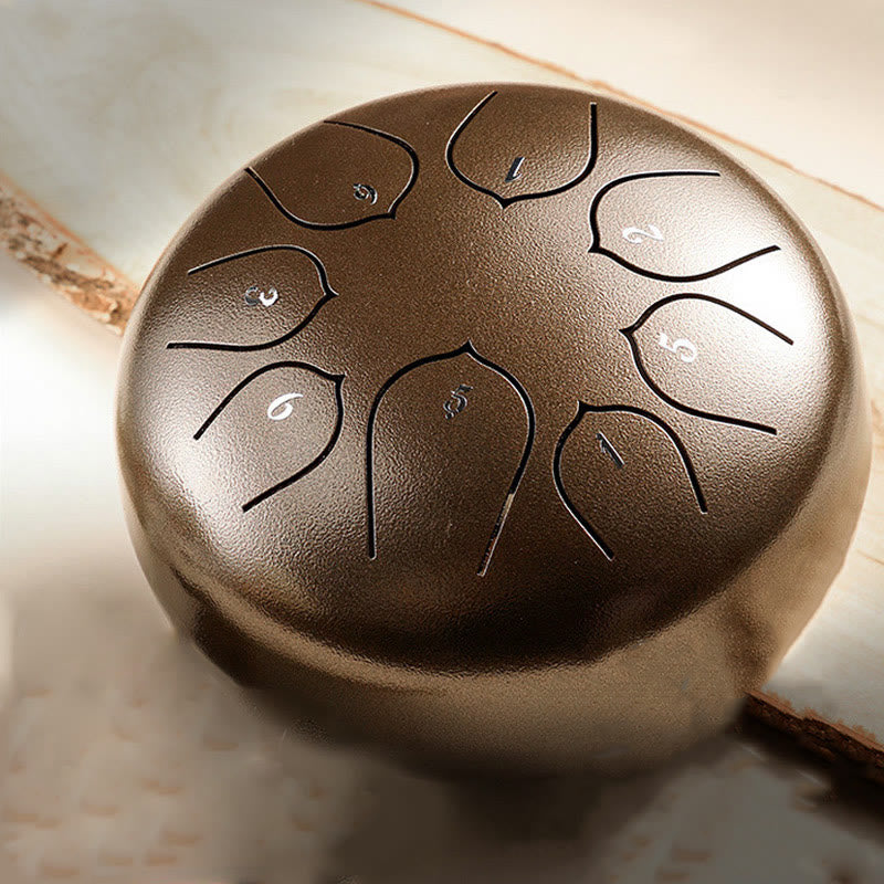Nimara Ritual Steel Tongue Drum Sound Healing Meditation Lotus Pattern Drum Kit 8 Note 6 Inch Percussion Instrument