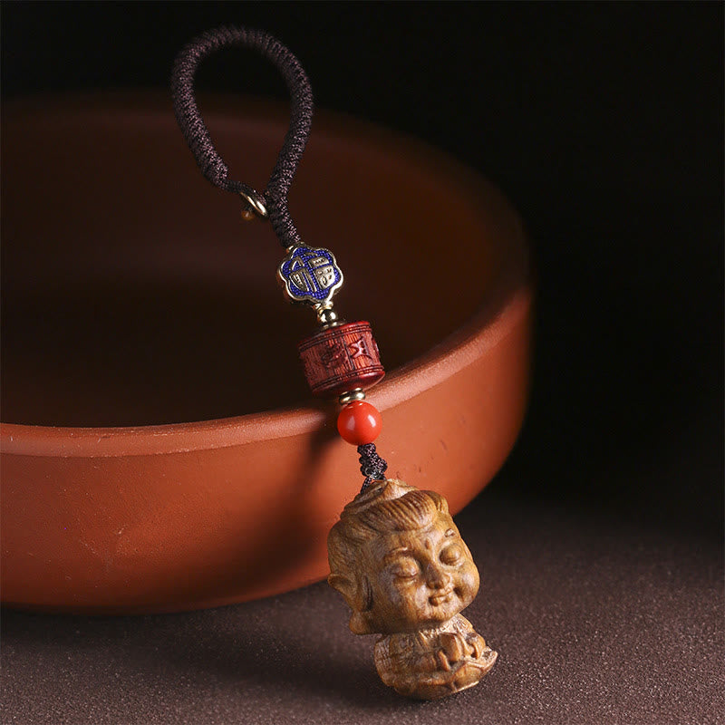 Nimara Ritual Chinese Zodiac Natal Buddha Green Sandalwood Om Mani Padme Hum Peace Key Chain