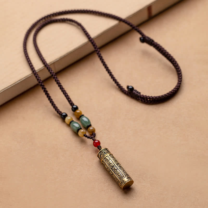 Nimara Ritualhop Tibet Om Mani Padme Hum Agate Shurangama Sutra Protection Necklace Pendant