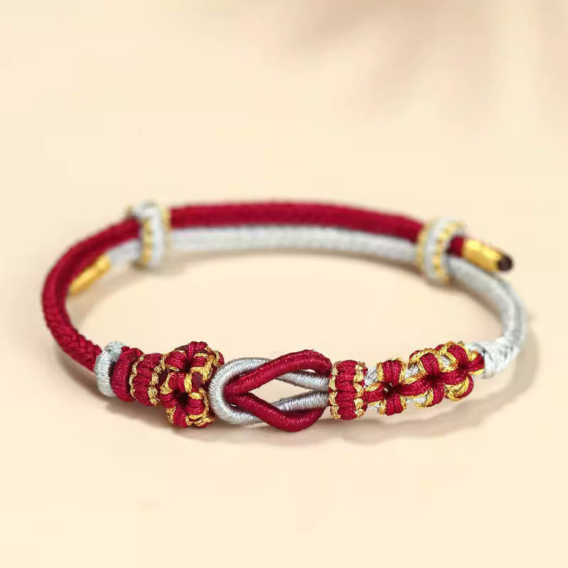 Nimara Ritual Handmade Peach Blossom Knot Eight Thread Peace Knot Luck Protection Bracelet