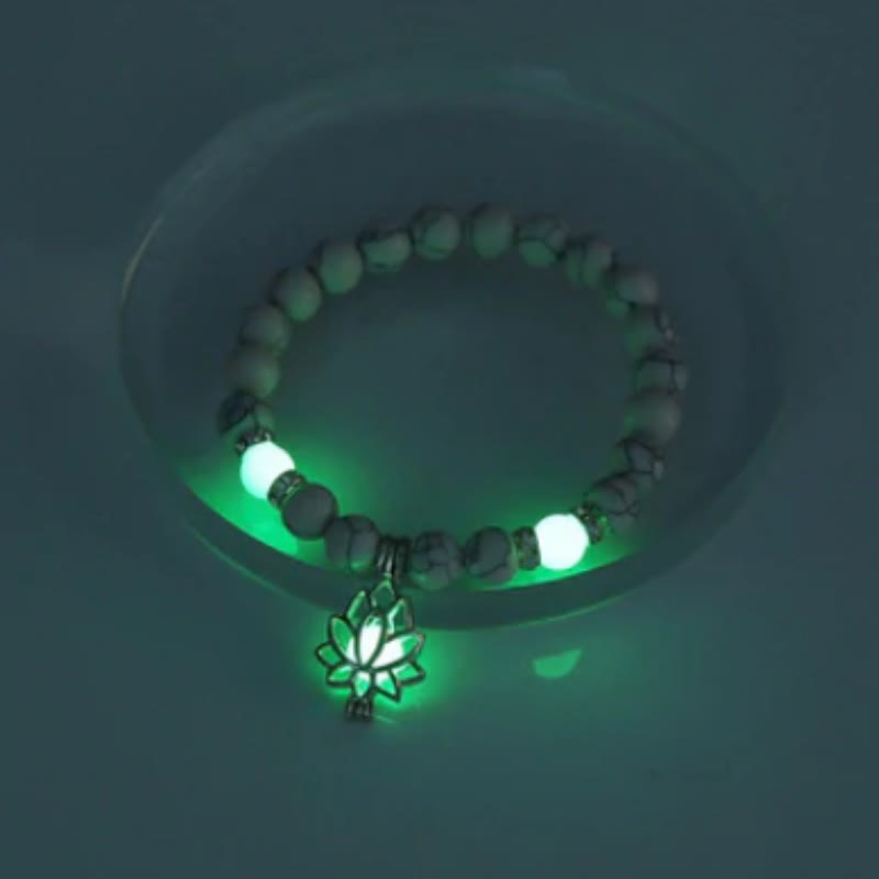 Positive Thinking Tibetan Turquoise Glowstone Luminous Bead Lotus Protection Bracelet