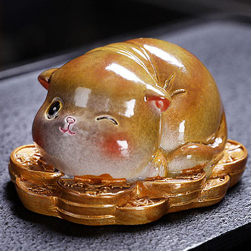 Nimara Ritual Color Changing Cute Mini Cat Resin Tea Pet Wealth Home Figurine Decoration