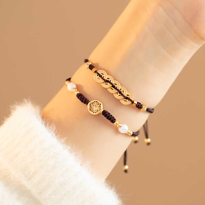 Nimara Ritual Copper Coin Fortune Tree Luck Strength Braided Bracelet
