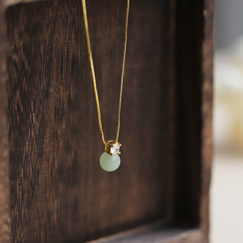 Nimara Ritual Lucky Bead Jade Prosperity Chain Necklace Pendant