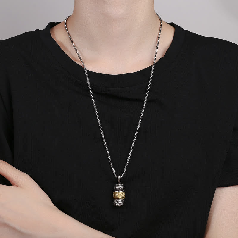 Nimara Ritual Tibet Om Mani Padme Hum Carved Wisdom Purity Chain Leather Rope Necklace Pendant