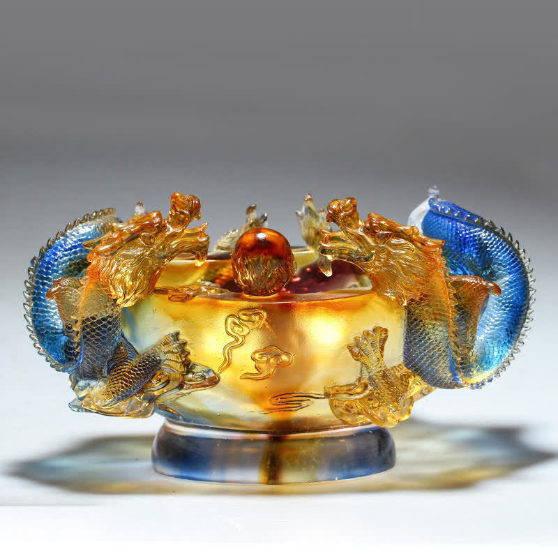 Nimara Ritual Feng Shui Chinese Zodiac Dragon Handmade Liuli Crystal Art Piece Protection Home Office Decoration