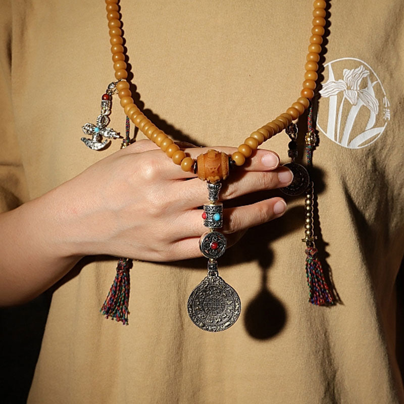 Nimara Ritual Tibet 108 Mala Beads Bodhi Seed Bagua Vajra Wealth Bracelet