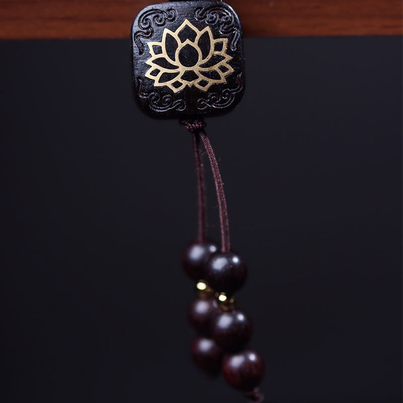 Nimara Ritual 108 Mala Beads Tibetan Small Leaf Red Sandalwood Lotus Balance Bracelet