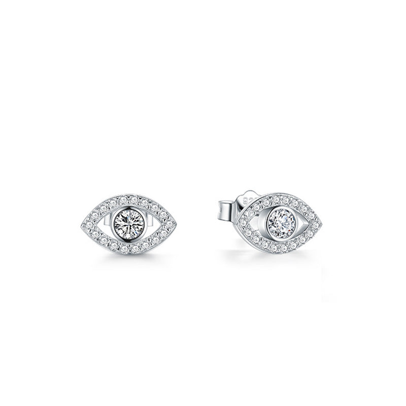 Nimara Ritual 925 Sterling Silver Evil Eye Symbol Protection Stud Earrings