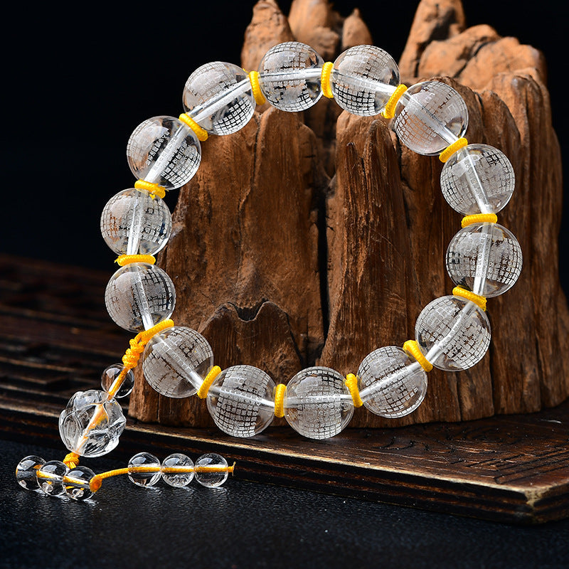 Nimara Ritual Tibet White Crystal Half Demon Half Buddha Heart Sutra Lotus Healing Bracelet