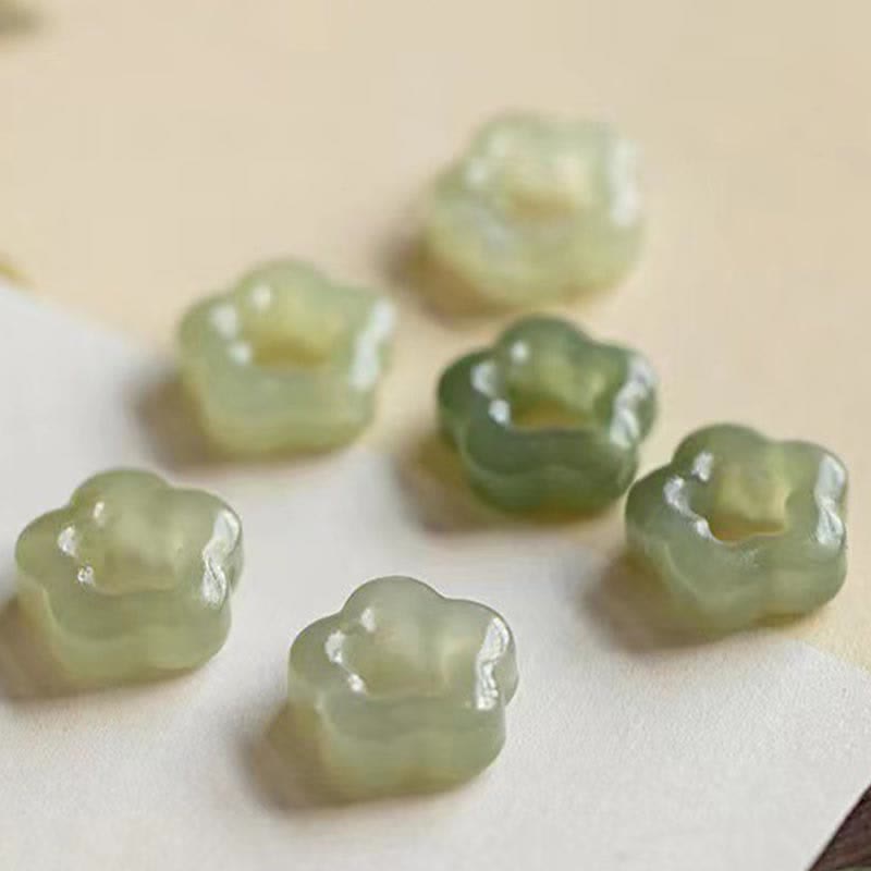 Nimara Ritual Dainty Hetian Jade Cyan Jade Luck Floral Charm Necklace Pendant